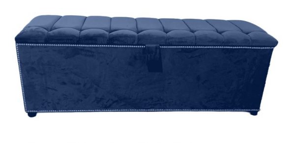 Chesterfield Ottoman Storage-Box-Footstool-Bench (Blue-Color)