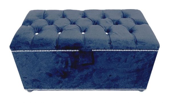 Chesterfield Ottoman Storage-Box-Footstool-Bench (Blue-Color)