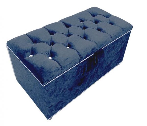 Chesterfield Ottoman Storage-Box-Footstool-Bench (Blue-Color)