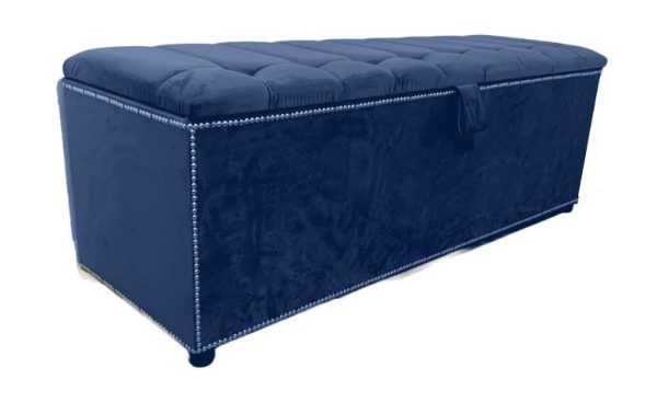 Chesterfield Ottoman Storage-Box-Footstool-Bench (Blue-Color)