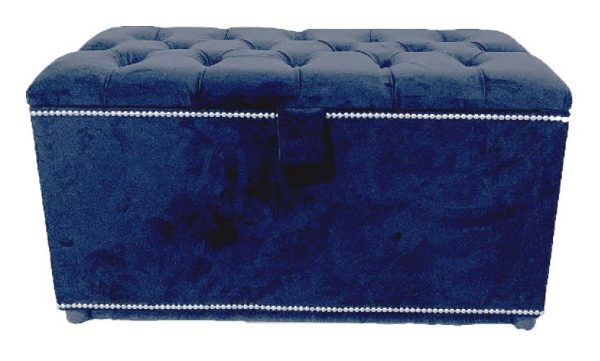 Chesterfield Ottoman Storage-Box-Footstool-Bench (Blue-Color)