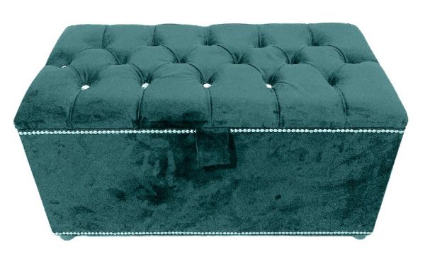 Chesterfield Ottoman Storage-Box-Footstool-Bench (Teal-Color)