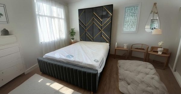Luxury Style Bed with Wall Headboard