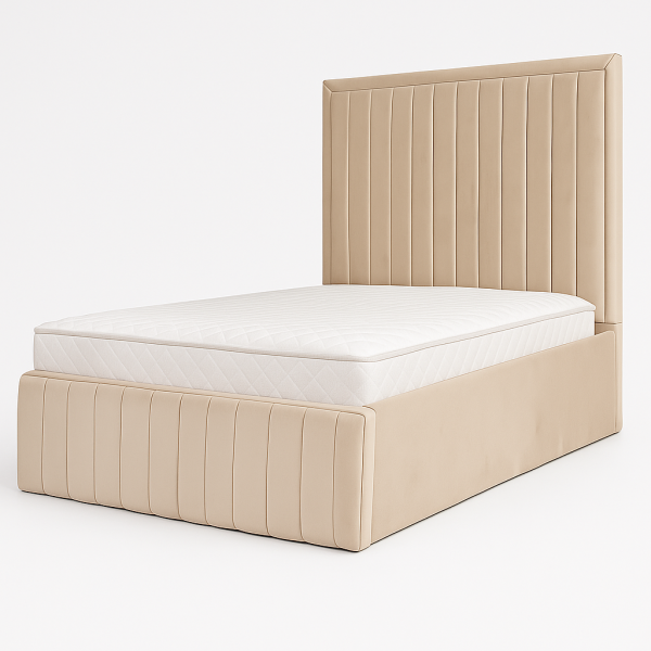 Luxury Panel Design Bed with Wall Headboard